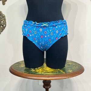 Vintage Y2K 2007 Victoria's Secret "Pout" Blue Star Ruffle Bloomer Panties -Sz L